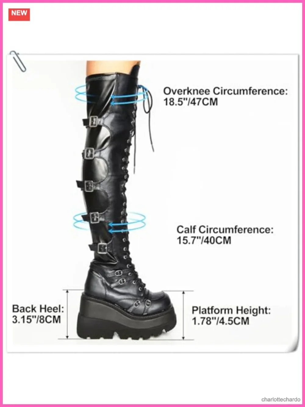 Over Knee Thigh High Platform Goth Boots for Women Chunky Heel Lace Up Side Zip